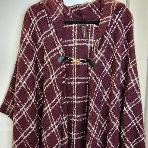 Lane Bryant Plaid Hooded cape poncho size 14-16